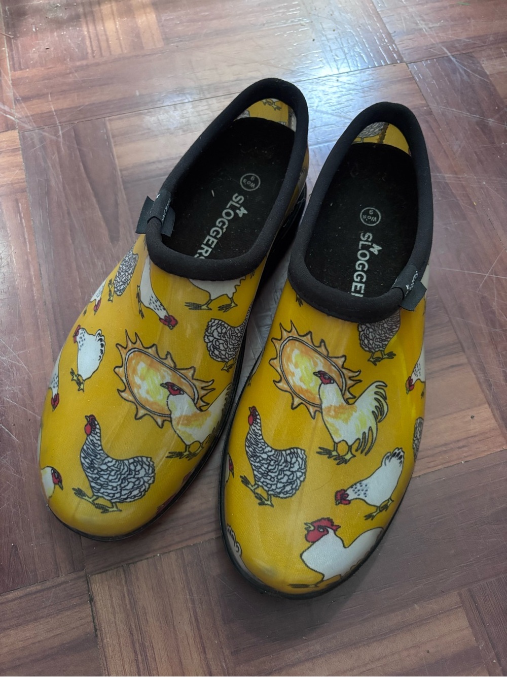 Yellow Chicken-Print Slip-On Sloggers - Picture 2 of 5